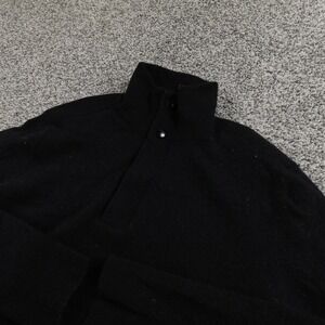 Banana Republic Sweater Mens M Black Merino Wool Mock Neck Pullover 1/4 Zip Snap